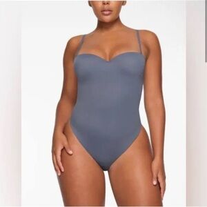 Skims Body Molded Underwire Thong Bodysuit Steel Blue RARE COLOR NWOT
